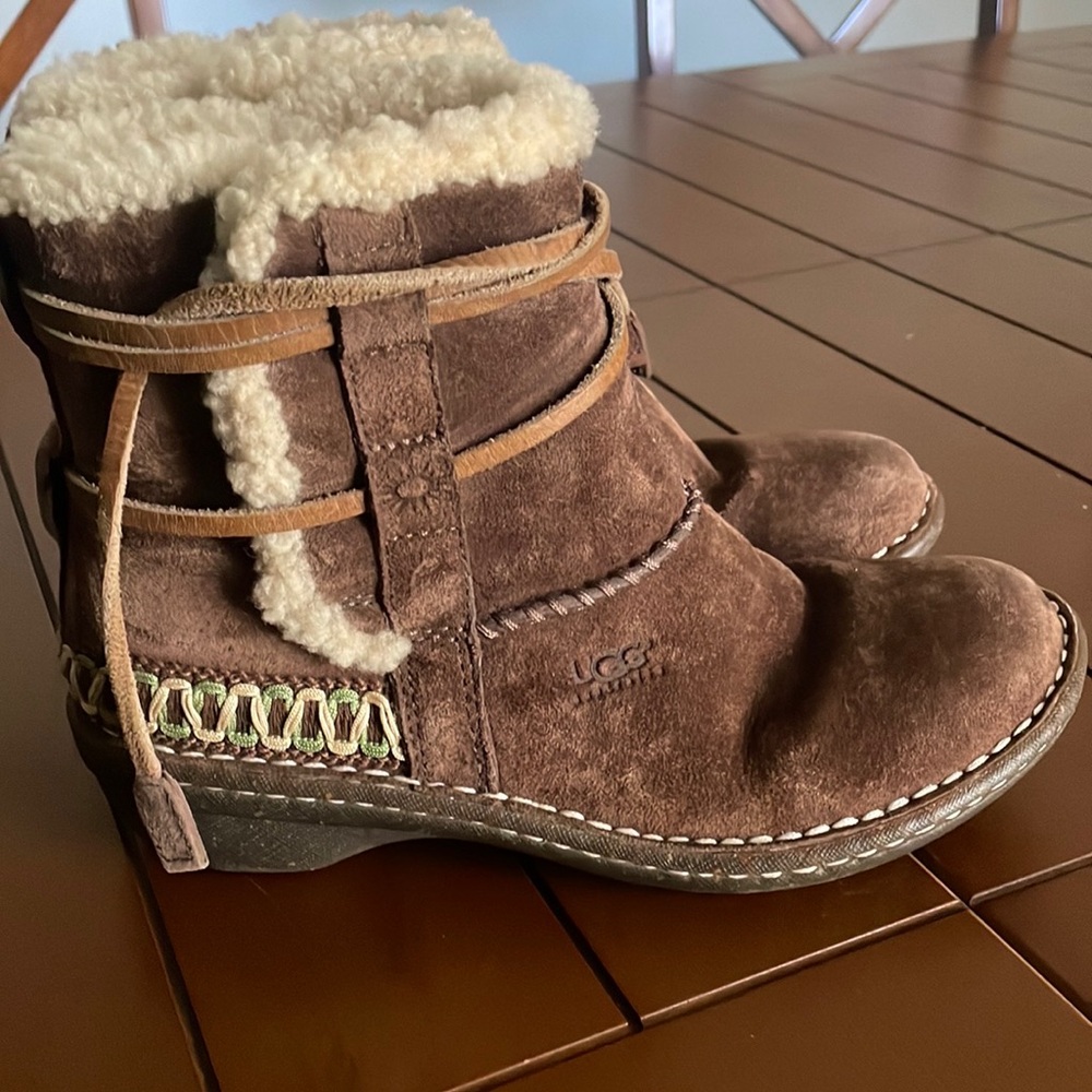 UGG Brown Suede Boots with Shearling Lining size 6